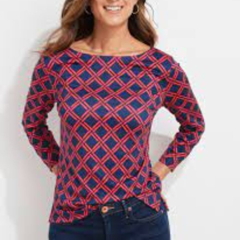 Printed Sankaty Boatneck Simple Tee Deep Bay Geometric M